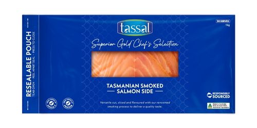 TASSAL COLD SMOKED SALMON SIDE SLICED 1kg